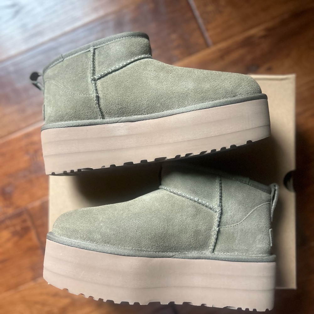 UGG Olive Green Ultra Mini Platforms
